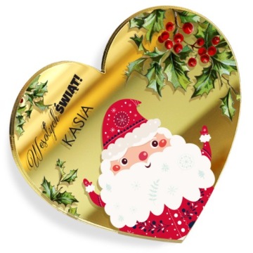 ZŁOTY MAGNES MIKOŁAJ ŚWIĘTA prezent + IMIĘ