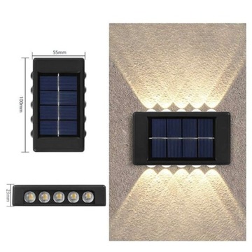 KINKIET SOLARNY 10LED CIEPŁA BIEL ELEWACJA OGRÓD