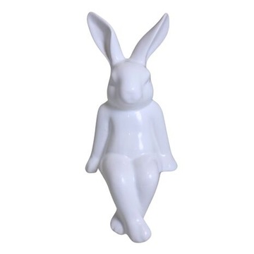 FIGURKA KRÓLIK ZAJĄC CERAMICZNY SIEDZĄCY DEKORACJA WIELKANOCNA NA PREZENT S