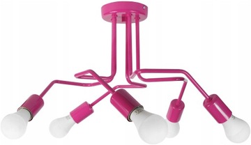 Lampa Sufitowa Dla Dzieci Różowa Wisząca Żyrandol Dla Dzieci Led Loft E27