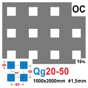 ЛИСТ ПЕРФОРИРОВАННЫЙ 1000х2000 ОЦИНКОВАННЫЙ 1,5 Qg 20-50