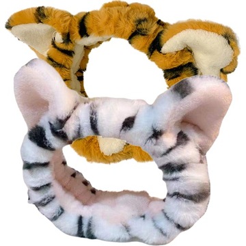Женская повязка для волос TIGER FUZY, 2 шт., плюшевая повязка на голову для макияжа, эластичная эластичная головка