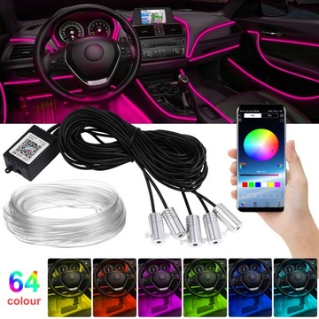 ОКРУЖАЮЩЕЕ СВЕТОДИОДНОЕ RGB ВОЛОКОННО-ОПТИЧЕСКОЕ ВНУТРЕННЕЕ ОСВЕЩЕНИЕ 6M