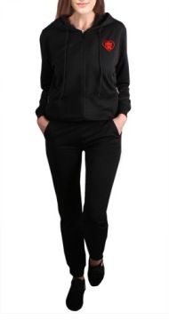 ЖЕНСКИЙ СПОРТИВНЫЙ БРЮКИ + СВИТШОТ с капюшоном 251 черный XL/2XL