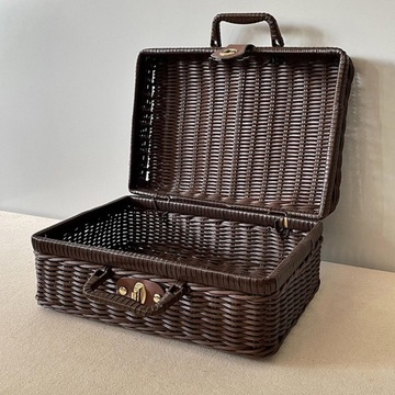 Корзина для пикника Корзина для пикника в деревенском стиле Косметичка из ротанга XL, коричневая