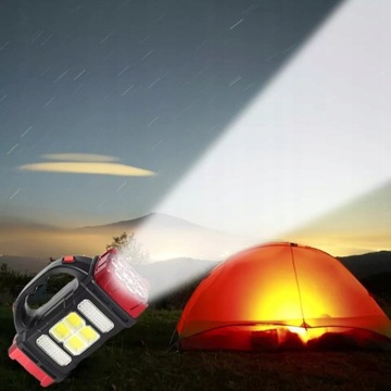 MOCNA LATARKA SOLARNA AKUMULATOROWA LAMPA LED COB