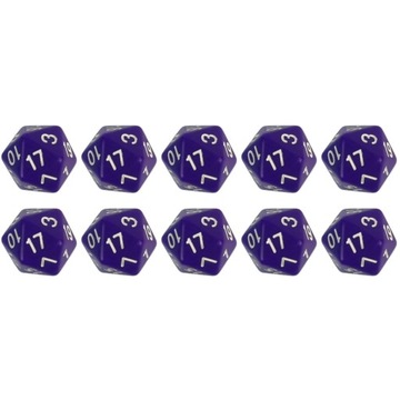 ZESTAW 10 KOSTEK K20 RPG FIOLETOWA KOŚĆ DWUDZIESTOŚCIENNA