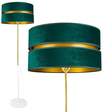 NOWOCZESNA LAMPA STOJĄCA PODŁOGOWA ZŁOTA ABAŻUR WELUR LOFT LED