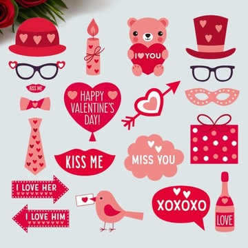 Rekwizyty do fotobudki na Walentynki Rekwizyty do fotobudki ślubnej w stylu B