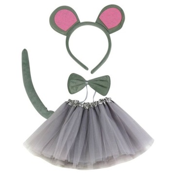 OPASKA + SPÓDNICZKA STRÓJ SZARA MYSZ MYSZKA 10-16L