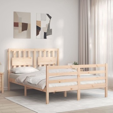Rama łóżka z wezgłowiem, 4FT, mała podwójna, lite drewno