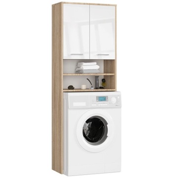 Szafka FIN 2D PRALKA 64x180x30 Dąb Sonoma/Biały Połysk