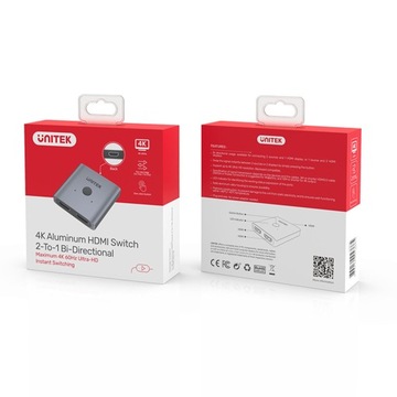 UNITEK V1127A ДВУНАПРАВЛЕННЫЙ ПЕРЕКЛЮЧАТЕЛЬ HDMI 2.0 4K