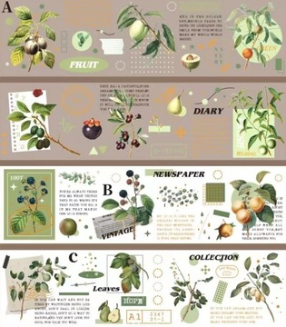 Zestaw 4 pasków z klejem scrapbooking owoce