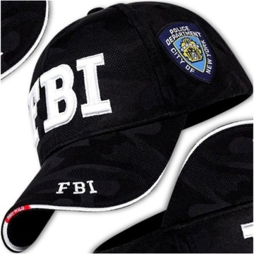 Czapka z daszkiem czarna sportowa Męska BEJSBOLÓWKA Bawełna Outdoor FBI