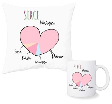 Zestaw walentynkowy personalizowany kubek+poduszka