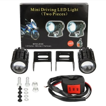 Mini Reflektor LED Motocyklowy Dual Color 12V Wodoodporny