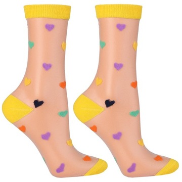 4x Ponožky Dámske Dlhé Transparentné Srdce Valentín MORAJ 38-41