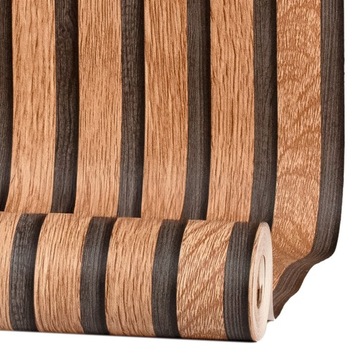 Ламельные самоклеящиеся обои Стеновые панели 3D Шпон Ламели Коричневое дерево 10м