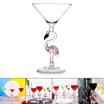 Бокал для вина с розовым фламинго и хрустальным шампанским, коктейль Martini Goblet 200 мл