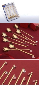 Набор рождественских ложек и вилок из 4 предметов, посуда из нержавеющей стали для рождественской елки с изображением лося