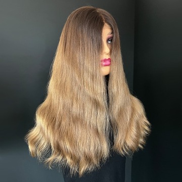 WIG LUX натуральные женские парики СЛАВЯНСКИЕ волосы длинные омбре 55-60 см