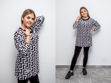 KOMPLET WELUROWY SPODNIE TUNIKA BLUZA WZORY 5XL