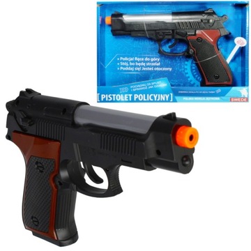 DUŻY PISTOLET POLICYJNY POLSKIE KOMENDY DŹWIĘKI ŚWIATŁO