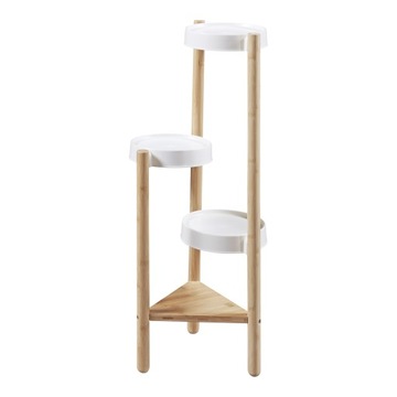 Stojak na rośliny Sastamala z 4 półkami 78x35x35 cm bambus/biały
