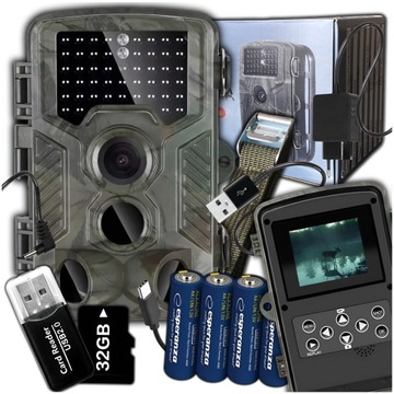 FOTOPUŁAPKA KAMERA MYŚLIWSKA LEŚNA IR 940nm PL MENU KARTA 32GB + BATERIE