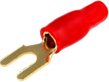 Konektor widełkowy pozłacany 4mm2 > 4,2mm.Czerwony