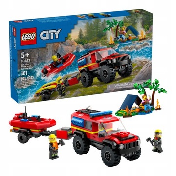 LEGO CITY TERENOWY WÓZ STRAŻACKI Z ŁODZIĄ RATUNKOWĄ ZESTAW KLOCKÓW PREZENT