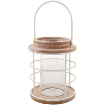 DUŻY LAMPION ŚWIECZNIK LATARENKA DREWNO METAL