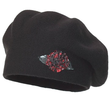 Beret damski LUCIANA Czarny Polski producent