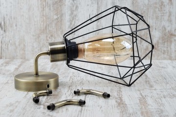 patyna metalowa oprawka e27 z dwoma kołnierzami i blokadą pająk loft retro