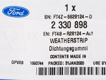 ПРОКЛАДКА ЗАДНЕЙ ПРАВОЙ ДВЕРИ EDGE 18- FORD OE _ 2330898 _ FT4B-R28124-AM