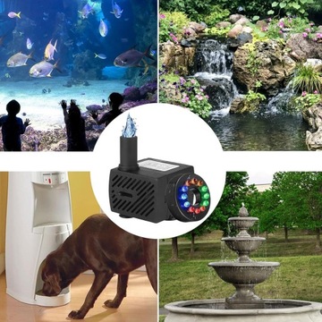 Мини бесшумный светодиодный насос для перекачки 350л/ч 5Вт с 4-мя светодиодными аквариумными фонтанами