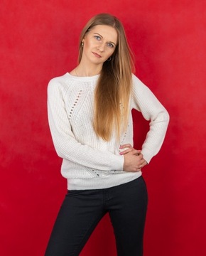 New Look Efektowny Kobiecy Granatowy Sweter Warkocz Sploty Bawełna L 40