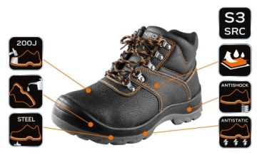 НЕО ОБУВЬ РАБОЧАЯ ОБУВЬ лодыжки КОЖА СТАЛЬ Размер 44