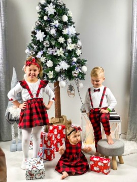 БРЮКИ НА ПОДДЕРЖКЕ + БЛУЗКА С РОЖДЕСТВЕНСКИМ ЖИЛЕТОМ размер 104