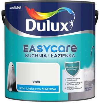 DULUX ЛАТЕКСНАЯ КРАСКА ДЛЯ КУХНИ И ВАННОЙ КОМНАТЫ БЕЛАЯ МАТОВАЯ 2,5л