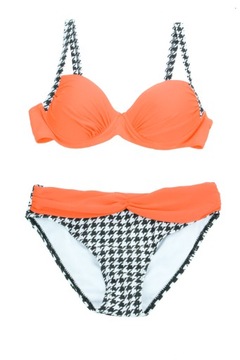 ОРАНЖЕВЫЙ КУПАЛЬНИК В КЛЕТКУ, размер S 36