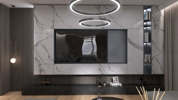 Визуализация дизайна интерьера гостиной и кухни