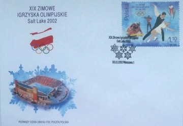 Конверт FDC с маркой Зимних Олимпийских игр в Солт-Лейк-Сити