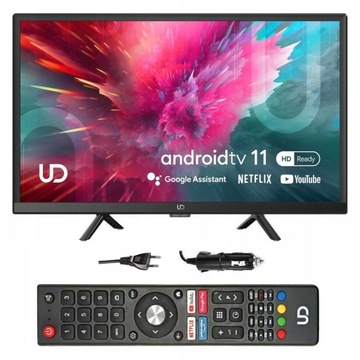 Telewizor SMART Android TV WiFi BT 24 cale HD APLIKACJE Netflix 230V 12V