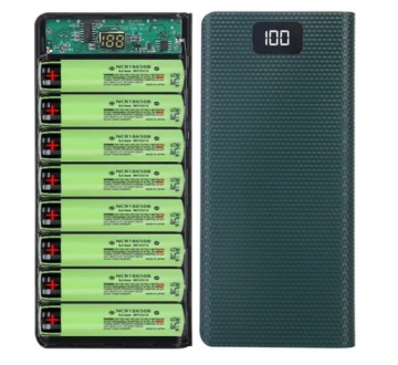 Чехол PowerBank на 8 элементов 18650 USB C Micro USB