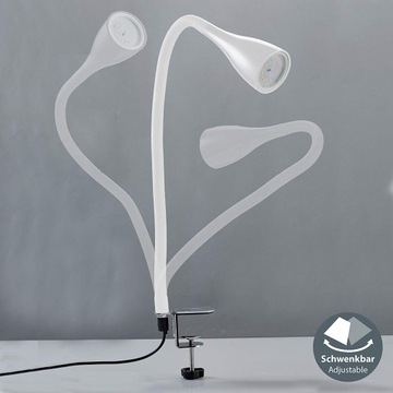 НАСТОЛЬНАЯ ЛАМПА - ЗАЖИМ - БЕЛЫЙ - РЕГУЛЯТОР СВЕТОДИОДОВ