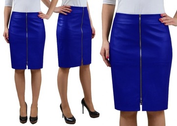 OŁÓWKOWA SPÓDNICA SKÓRZANA ZAMEK CHABROWA r.48