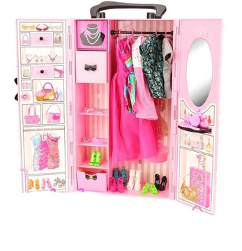 ШКАФ ДЛЯ КУКОЛЬНОЙ ОДЕЖДЫ, ЧЕМОДАН, КУКОЛЬНЫЙ ШКАФ