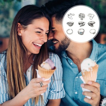 Набор колец для мужчин, для вечеринок, 9 шт.